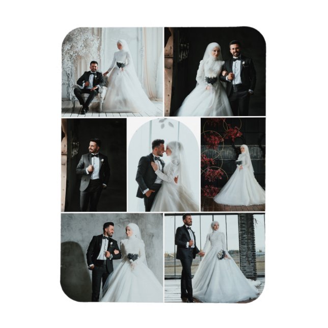 Magnet de collection Mariage personnalisé de 7 pho (Vertical)