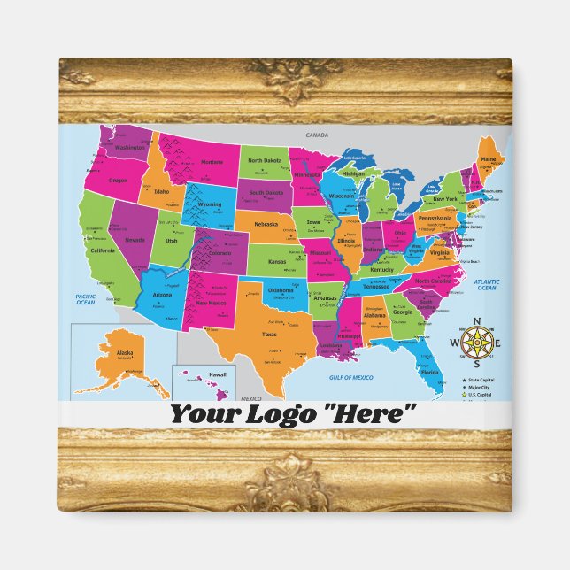 Magnet de conception de carte USA (Devant)