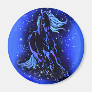 Magnet De Course À Cheval À Bleu Starry Nuit