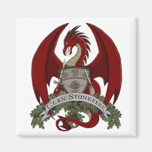 Magnet de crête de dragon à pierres rouges (Devant)