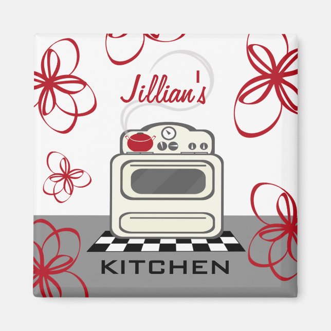Magnet de cuisine moderne rouge et noir (Devant)