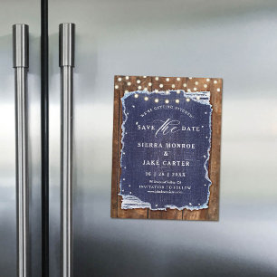 Magnet de date de mariage rustique en bois déchiré