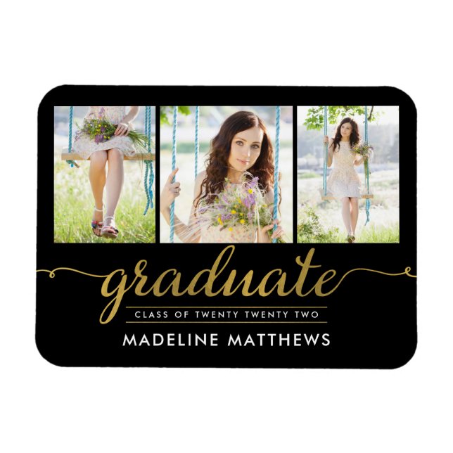 Magnet de Faire-part de graduation de script graci (Horizontal)