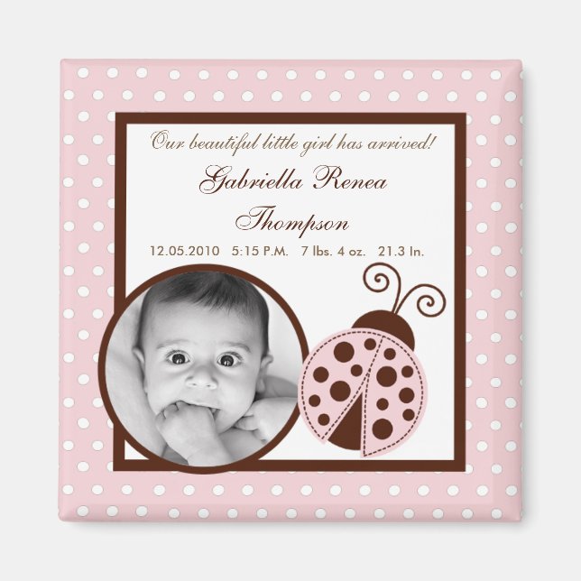 Magnet de Faire-part de Ladybug rose de 2 po (TBA) (Devant)