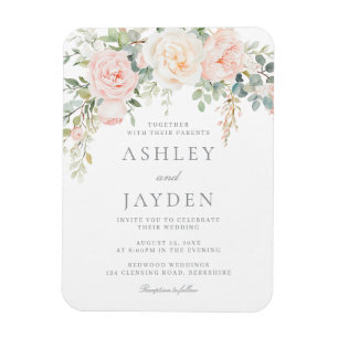Magnet de Faire-part de mariage floral brillant