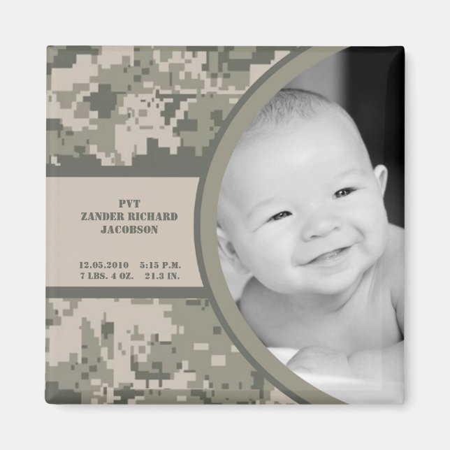 Magnet de Faire-part de naissance Camo ACU ARMÉE 2 (Devant)
