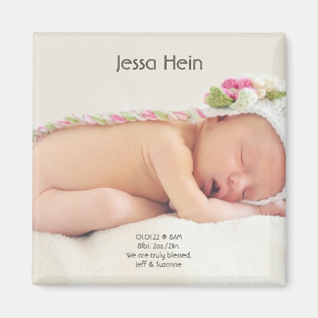 Magnet de Faire-part de naissance photo moderne (Devant)