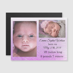 Magnet de Faire-part de naissance pour fille de bé