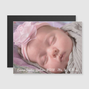 Magnet de Faire-part de naissance pour fille de bé