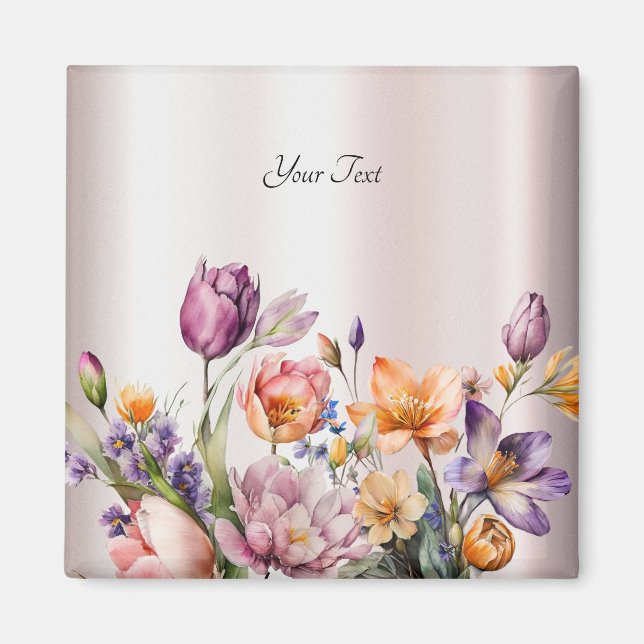 Magnet de fleurs de printemps colorées (Devant)