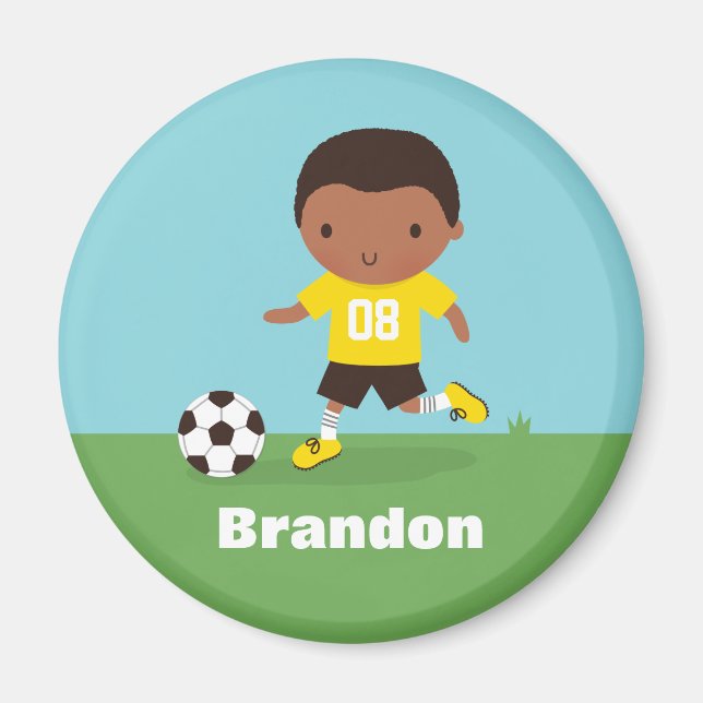 Magnet de footballeur africain américain mignon (Devant)