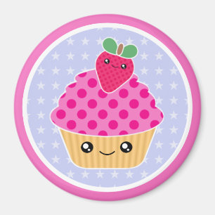 Magnet de fraises Kawaii Cupcake