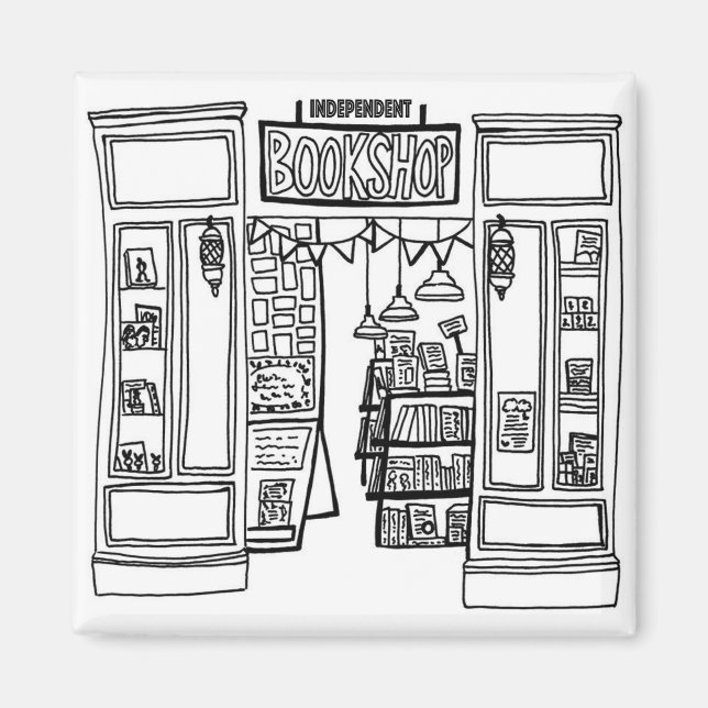 Magnet de frigo de librairie Indie (Devant)