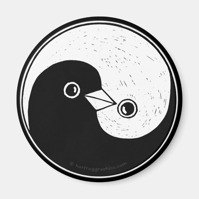 Magnet de frigo moyen avec des colombes de paix Yi (Devant)