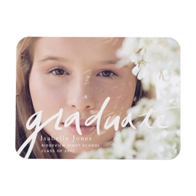 Magnet de graduation de script photo simple (Horizontal)