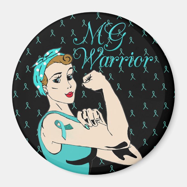 Magnet de guerrier de MG Turquoise et noir (Devant)