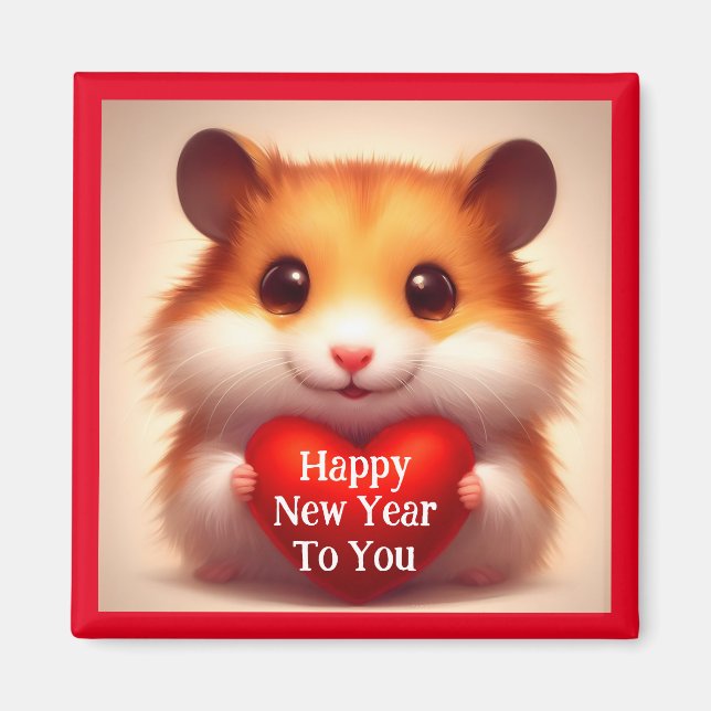 Magnet de Hamster du Nouvel An (Devant)