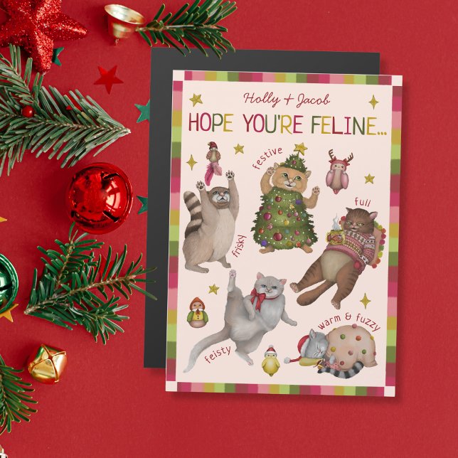 Magnet de la carte de Noël Amoureux des chats coul (Créateur téléchargé)