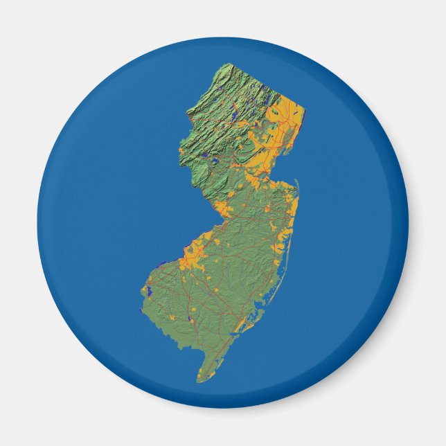Magnet de la carte du New Jersey (Devant)