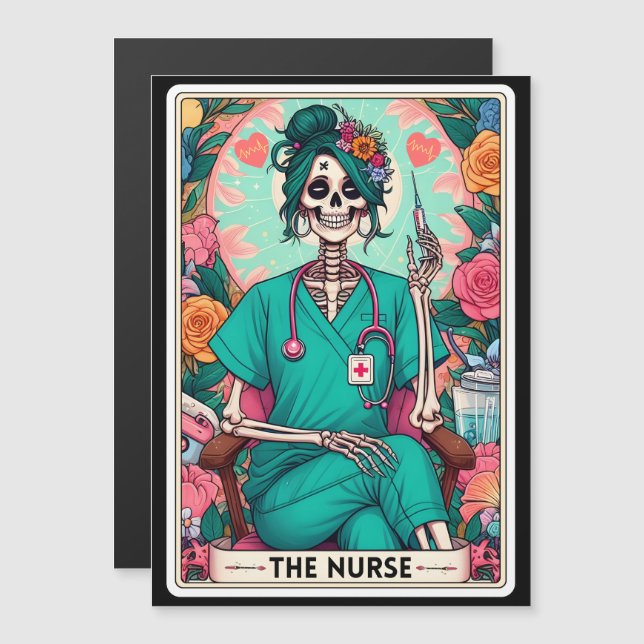 Magnet de la carte Tarot "L'infirmière" (Devant / Derrière)