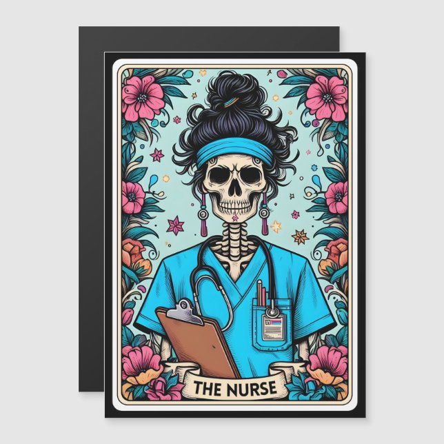 Magnet de la carte Tarot "L'infirmière" (Devant / Derrière)
