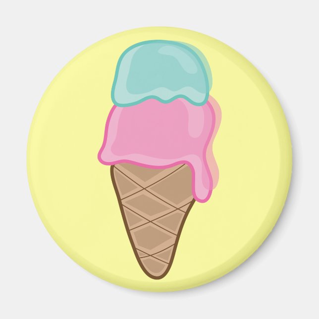 Magnet de la fête de la crème glacée de fraise et  (Devant)