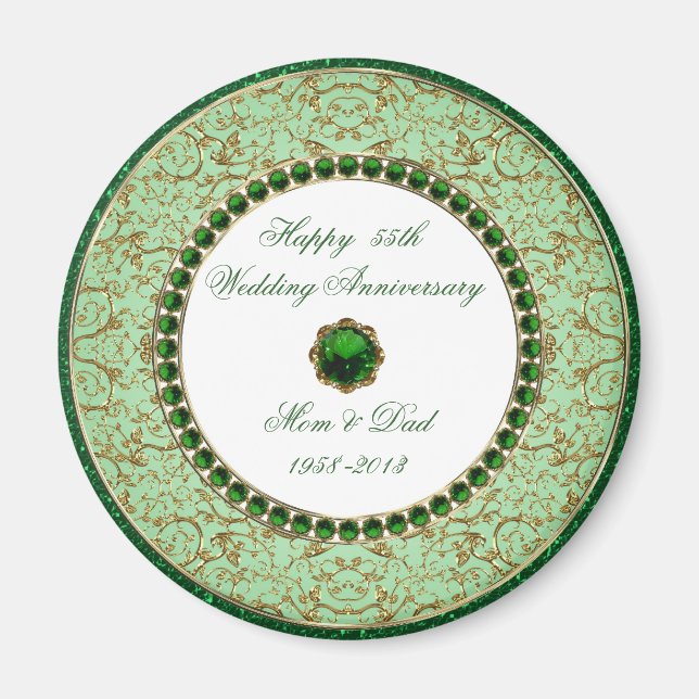 Magnet de l'anniversaire du Mariage Emerald (Devant)
