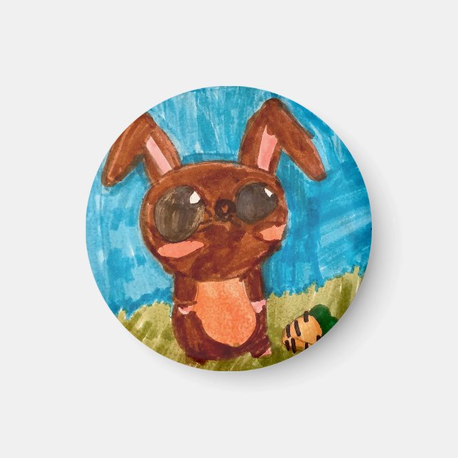 Magnet de lapin de printemps - Brown (Devant)