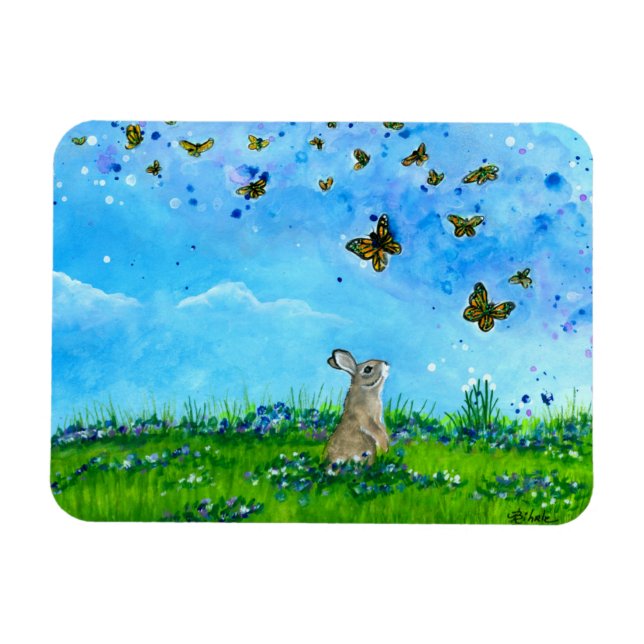 Magnet de lapins et papillons par Bihrle (Horizontal)