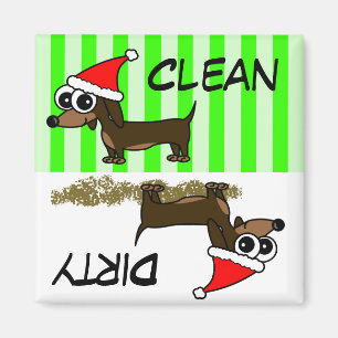 Magnet de lave-vaisselle de Noël Dachshund Clean