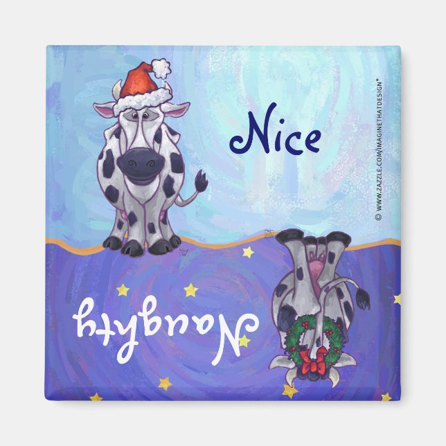 Magnet de lave-vaisselle de Noël pour vache naught (Devant)