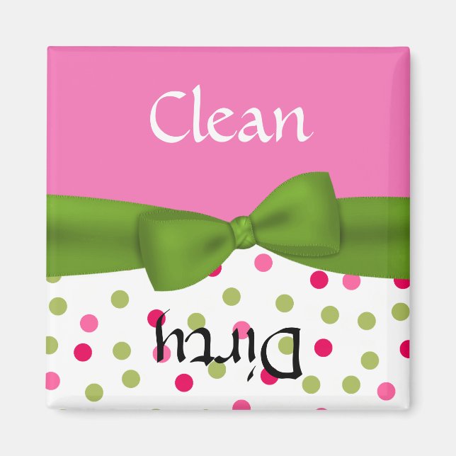 Magnet de lave-vaisselle rose et vert Whimsical (Devant)