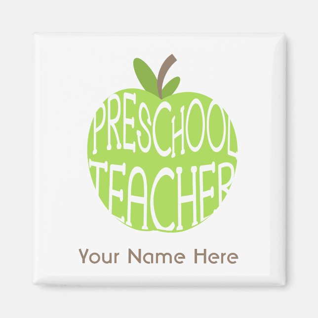 Magnet de l'enseignant préscolaire - Pomme verte (Devant)