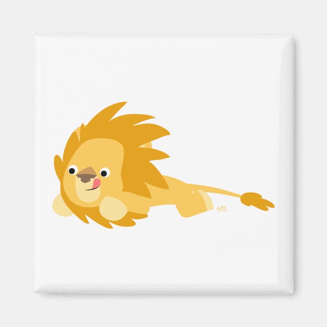 Magnet de Lion à caricature braisée mignonne (Devant)