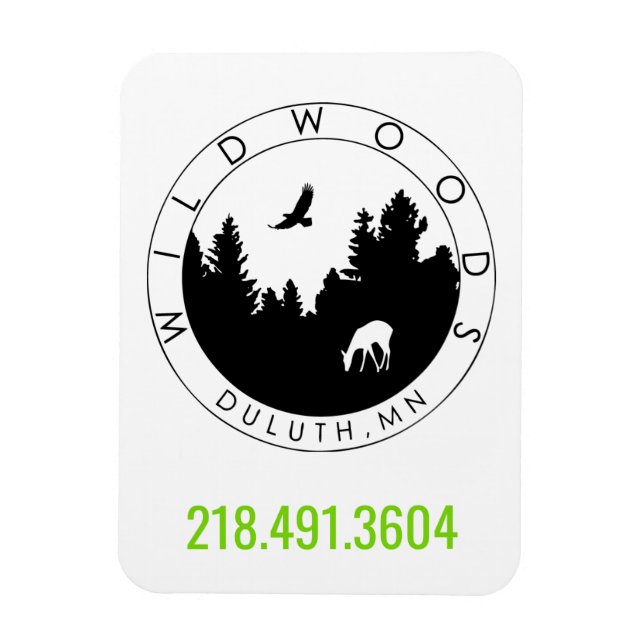 Magnet de logo Wildwoods avec numéro de téléphone (Vertical)