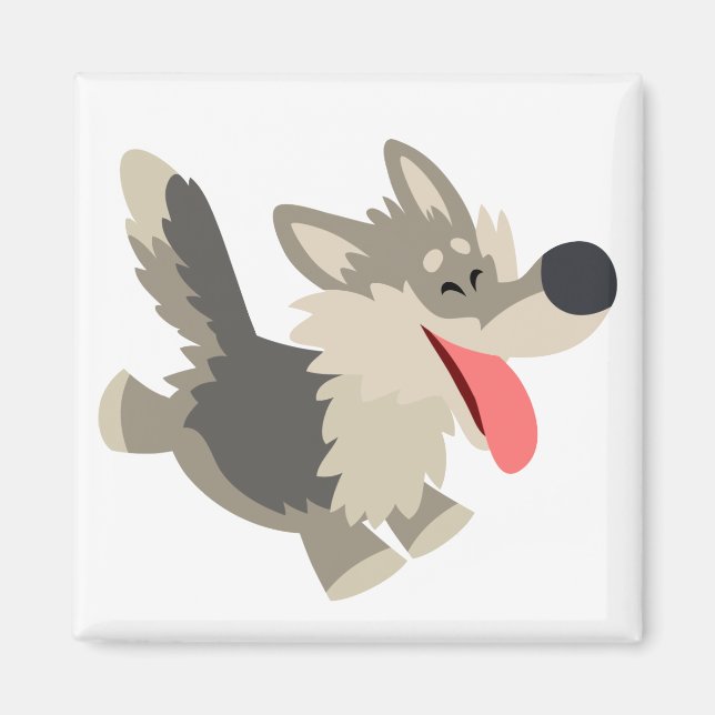 Magnet de loup de caricature adorable (Devant)
