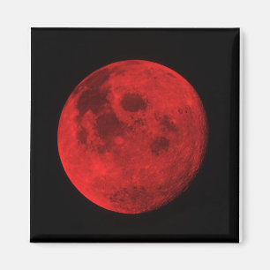 MAGNET DE LUNE ROUGE BRILLANTE. 2" X 2" MAGNET DE 