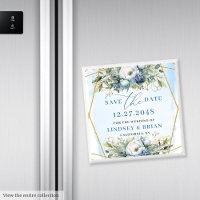 Magnet de luxe poussiéreux bleu or pailleté pour m