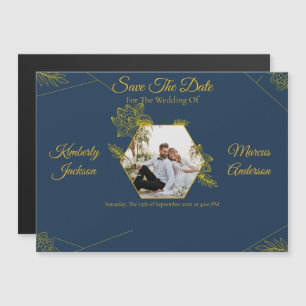Magnet de Mariage Élégance Dorée pour Sauvegarder