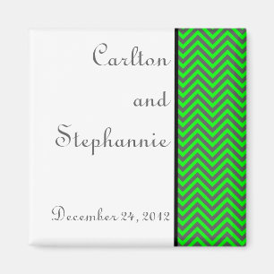 Magnet de Mariage moderne Chevron Neon Green/Grey