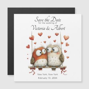 Magnet de mariage 'Save the Date' Couple de hiboux