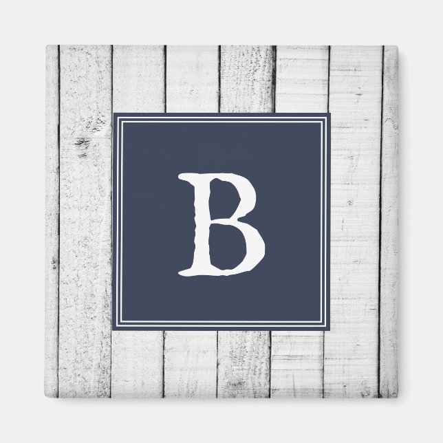 Magnet de monogramme rustique de la marine (Devant)