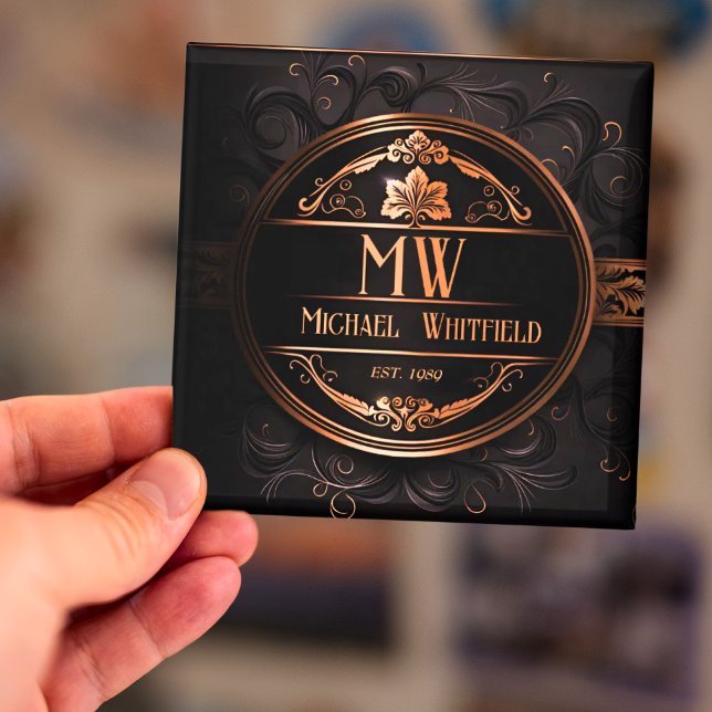 Magnet de monogramme Vintage personnalisé (Créateur téléchargé)