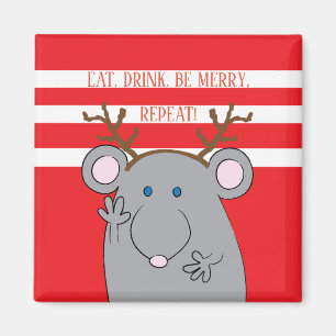 Magnet de Noël Carré MANGER BOIRE BE MERRY RÉPÉTER