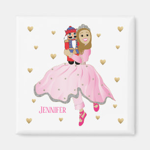 Magnet de Noël Carré Nutcracker Lt Brun Cheveux