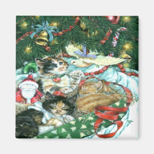 Magnet de Noël des chats vintages