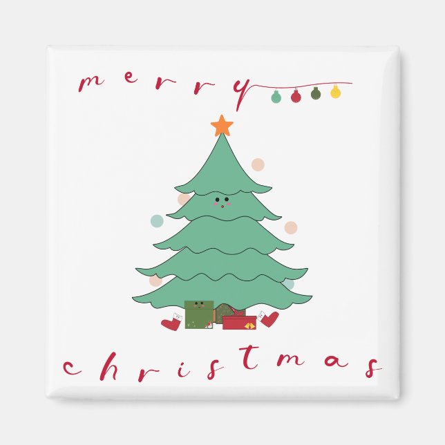 Magnet de Noël mignon | Arbre de Noël de Kawaii (Devant)