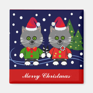 Magnet de Noël mignon avec des chats en dessin