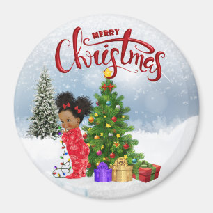 Magnet de Noël pour bébé afro-américain