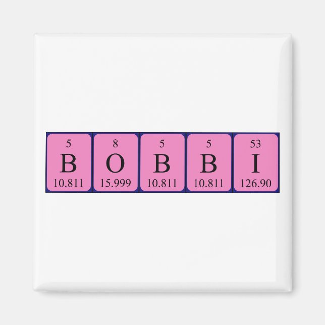 Magnet de nom de table périodique Bobbi (Devant)